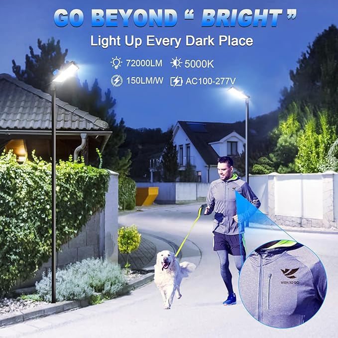 480W Parking Lot Lights Outdoor LED (72000LM 5000K Super Bright Dusk-to-Dawn IP65 Waterproof Commercial Security for Street Large Area Lighting with Slip Fit Adjustable 100-277V Heavy-Duty)