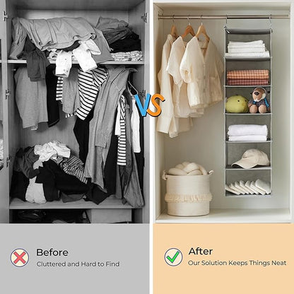 MAX Houser 6 Tier Shelf Hanging Closet Organizer, Closet Hanging Shelf