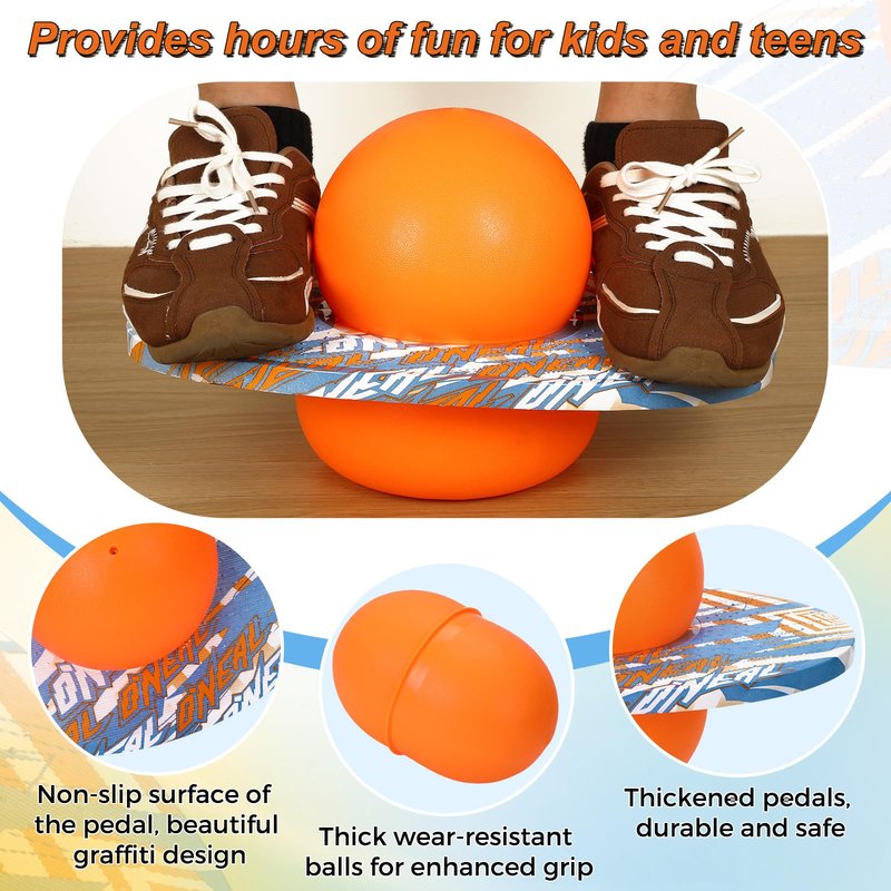 WinnerWhy Pogo Trick Ball for Kids, Up to 160lbs, Pogo Stick Jumper for Boys Girls Balance Bounce Board Ball with Pump Safe Fun Indoor Outdoor Gift Toy for Christmas(Orange, Blue,Fashion Style)