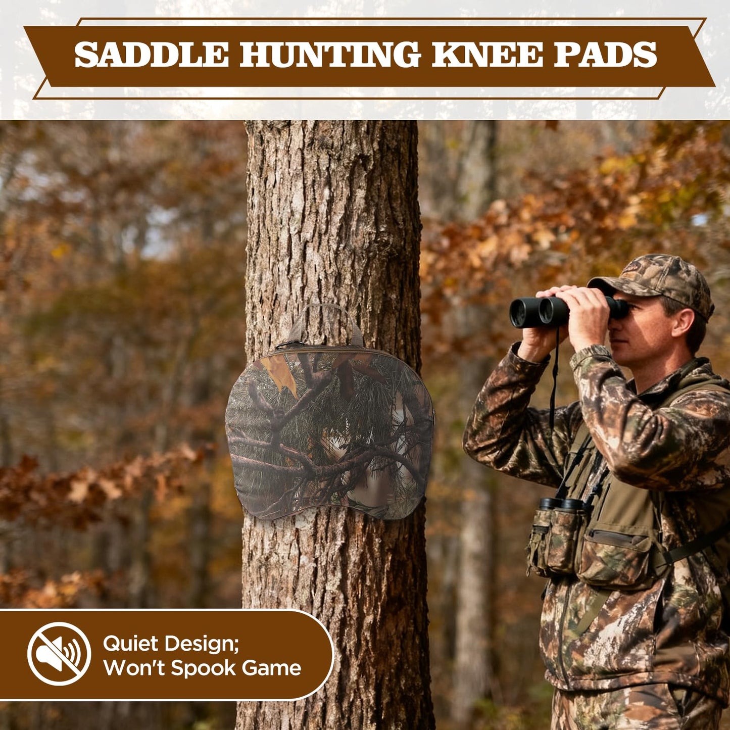 KiKooMall Saddle Hunting Knee Pads,Portable Hunting Seat Cushion,Tree Saddle Hunting seat Pad Accessories Kit,Lightweight Outdoor Cushion for Hunting,Camping,Stadium,Fishing