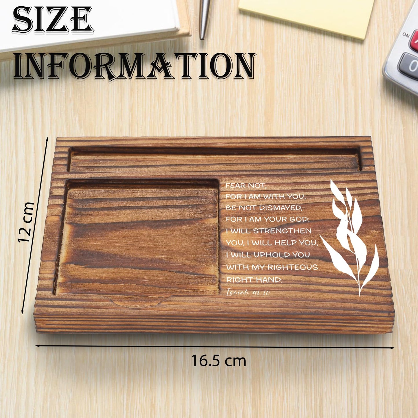 Christian Desk Organizer, Bible Verse Sticky Note Holder, Isaiah 41:10 Fear Not for I Am with You, Religious Gifts for Christians, Pastors, Church Leaders, Believers TZP102