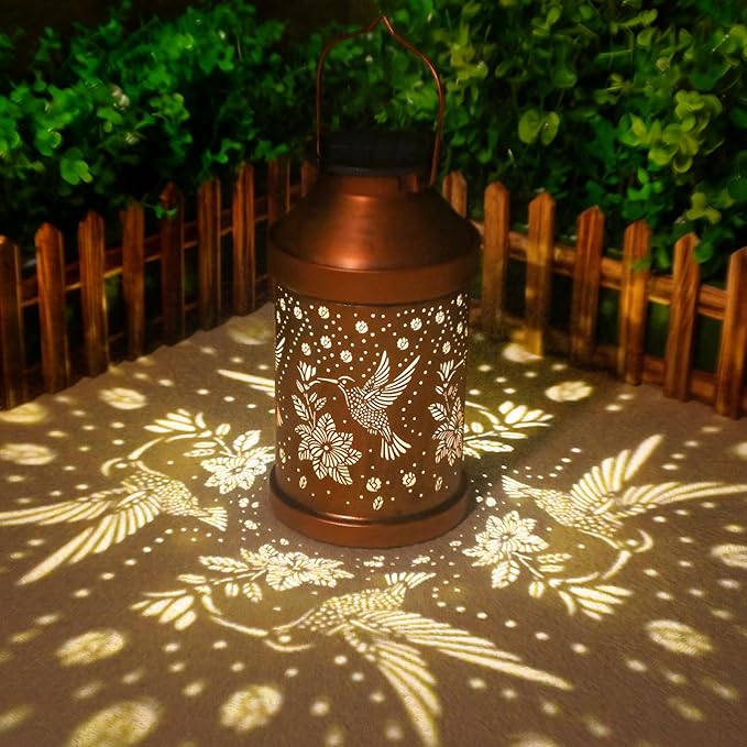 Birthday Gifts for Women, Men, Mom, Hummingbird Solar Lanterns Outdoor Waterproof - Solar Lights Outdoor Hanging Garden Decor for Outside, Patio, Outdoor, Yard, Lawn, Balcony