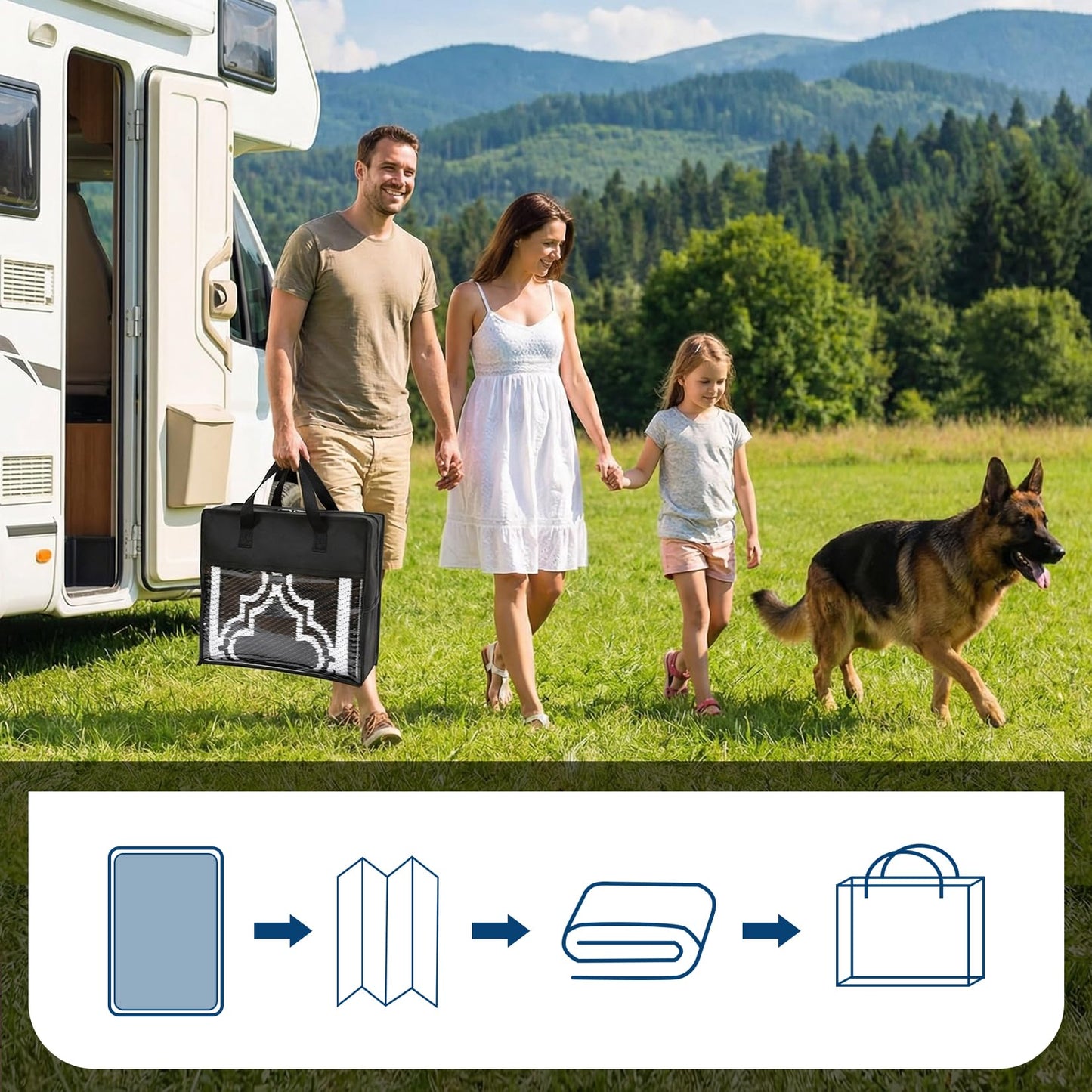 Garvee Reversible Outdoor Rug 5x8, Waterproof Outdoor Plastic Straw Rug with Interlacing Pattern, RV Mat for Picnics, Patio, Camping, Balcony, Deck, Backyard, Porch
