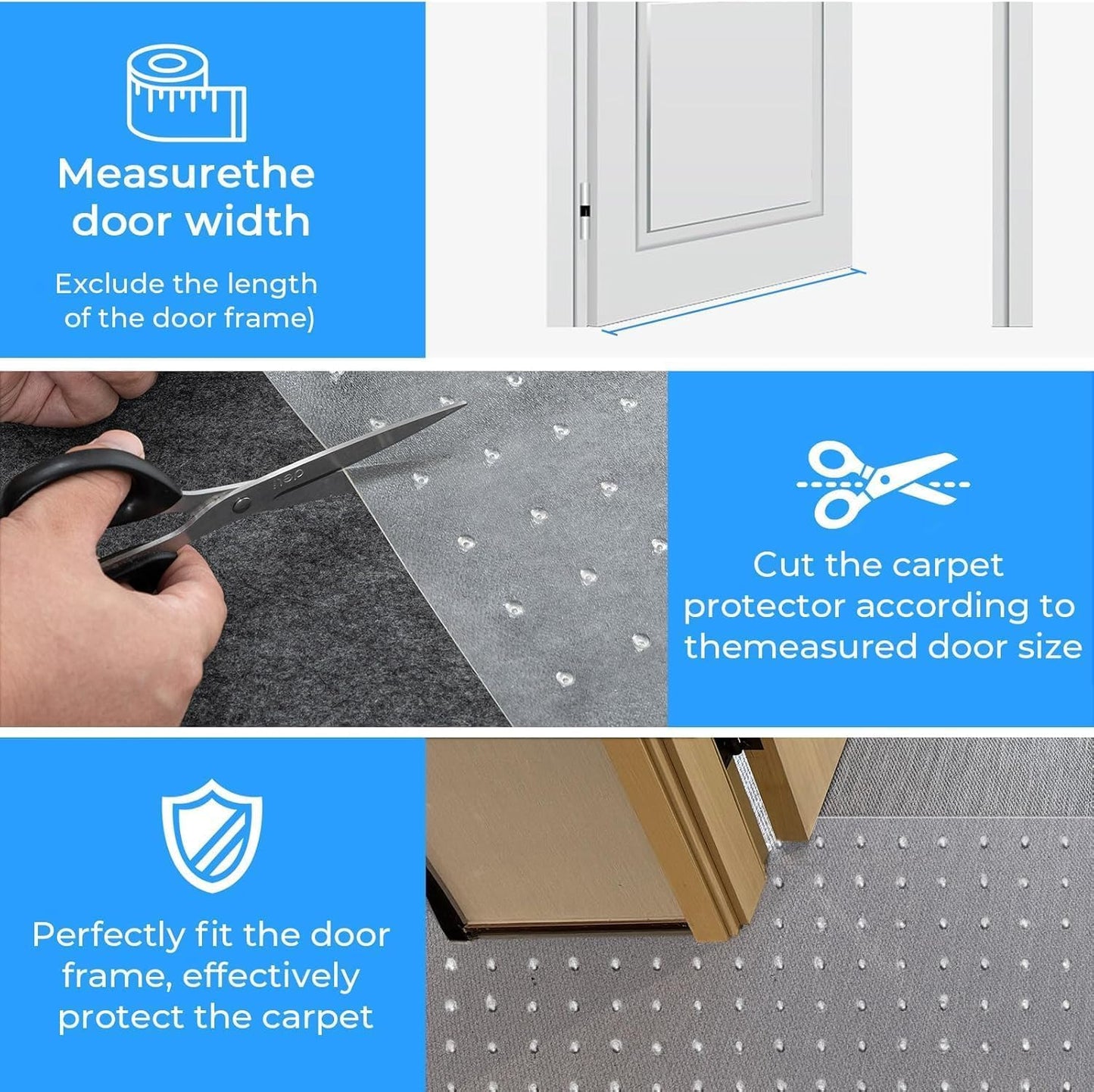 Pet Carpet Protector for Doorways - 14.9”x43.3” Clear Heavy-Duty PVC Scratch Guard | Waterproof, Non-Toxic, Cut-to-Fit Runner for Dogs & Cats (Stops Scratching, Stains) (Clear, 1 PC)