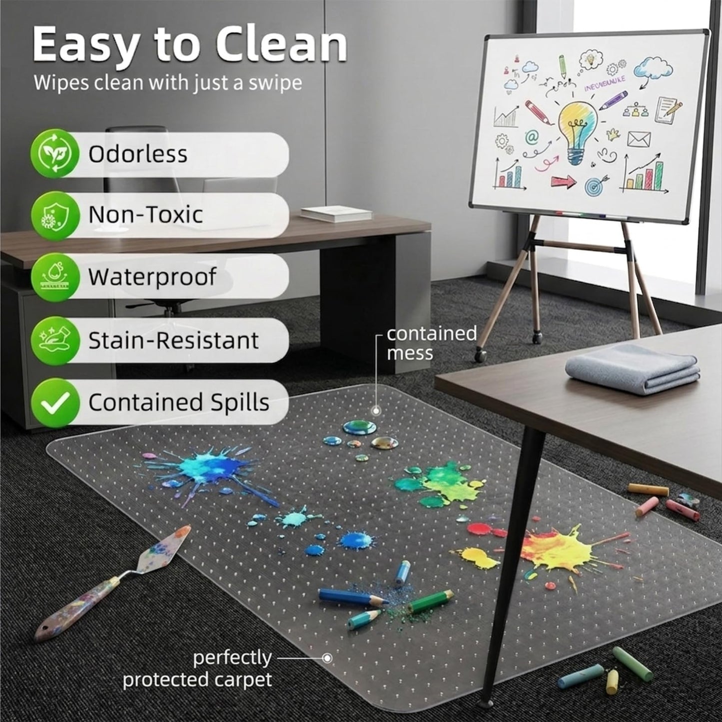 Office Chair Mat for Carpet: 30" x 48" Plastic Heavy Duty Computer Desk Mats for Low Flat and No Pile Carpeted Floor - Clear Rug Pad for Rolling Chairs Office Work Home Gaming Rectangle