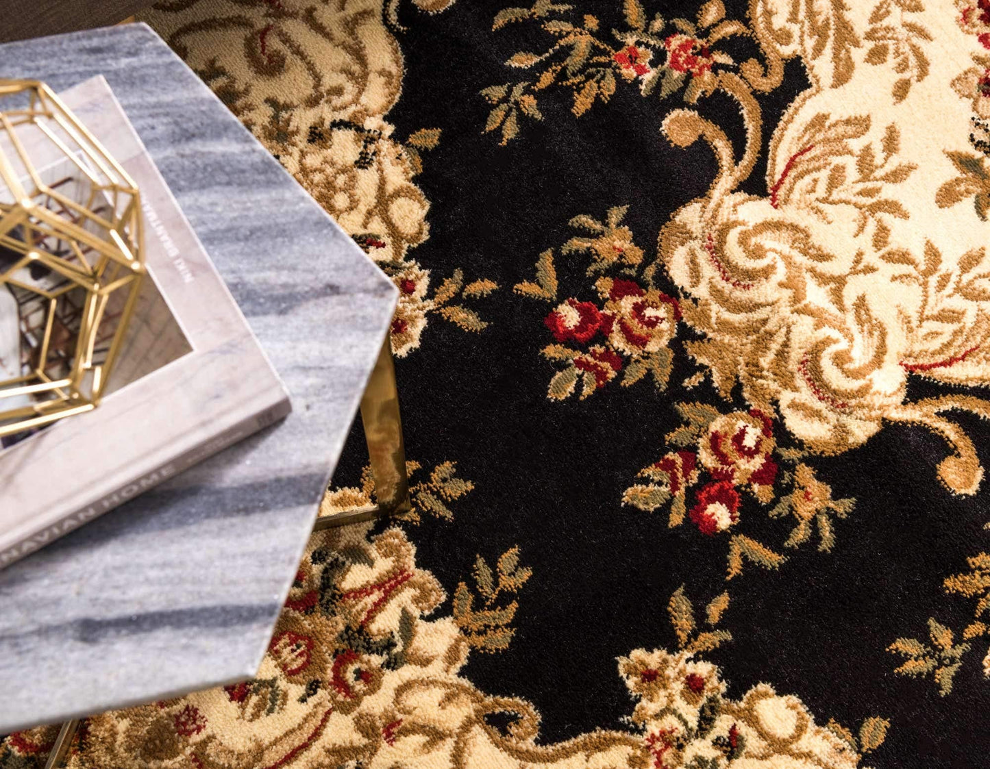 Unique Loom Versailles Collection Traditional Classic Medallion Motif Area Rug (6' 0 x 6' 0 Square, Black/ Ivory)
