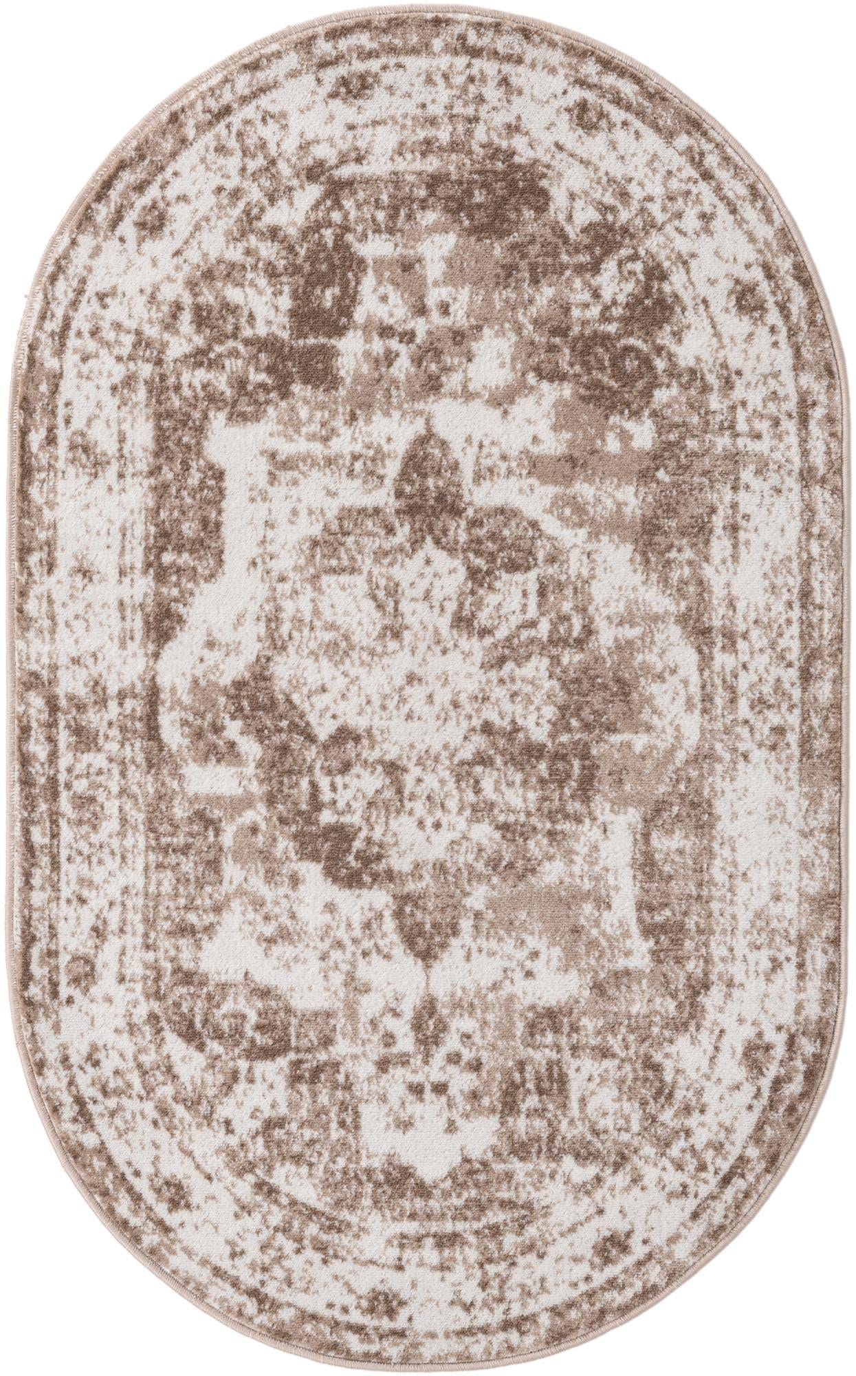 Unique Loom Sofia Collection Area Rug - Salle Garnier (3' 3" x 5' 3" Oval, Beige/ Ivory)