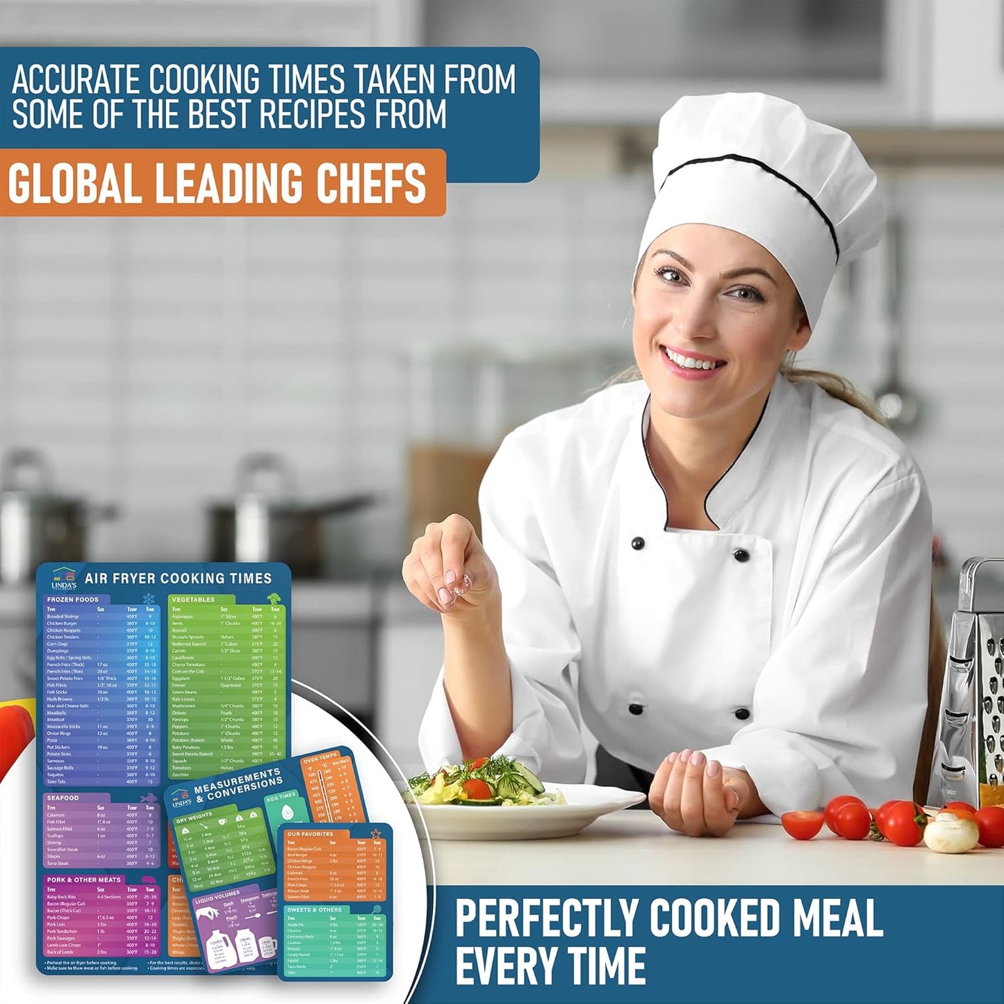 Air Fryer Cheat Sheet Magnets - Must Have Air Fryer Accessories Air Fryer Cookbook for Beginners Cooking Guide - Cooking Time Cheat Sheet - Magnetic Quick Reference (3 Pack)