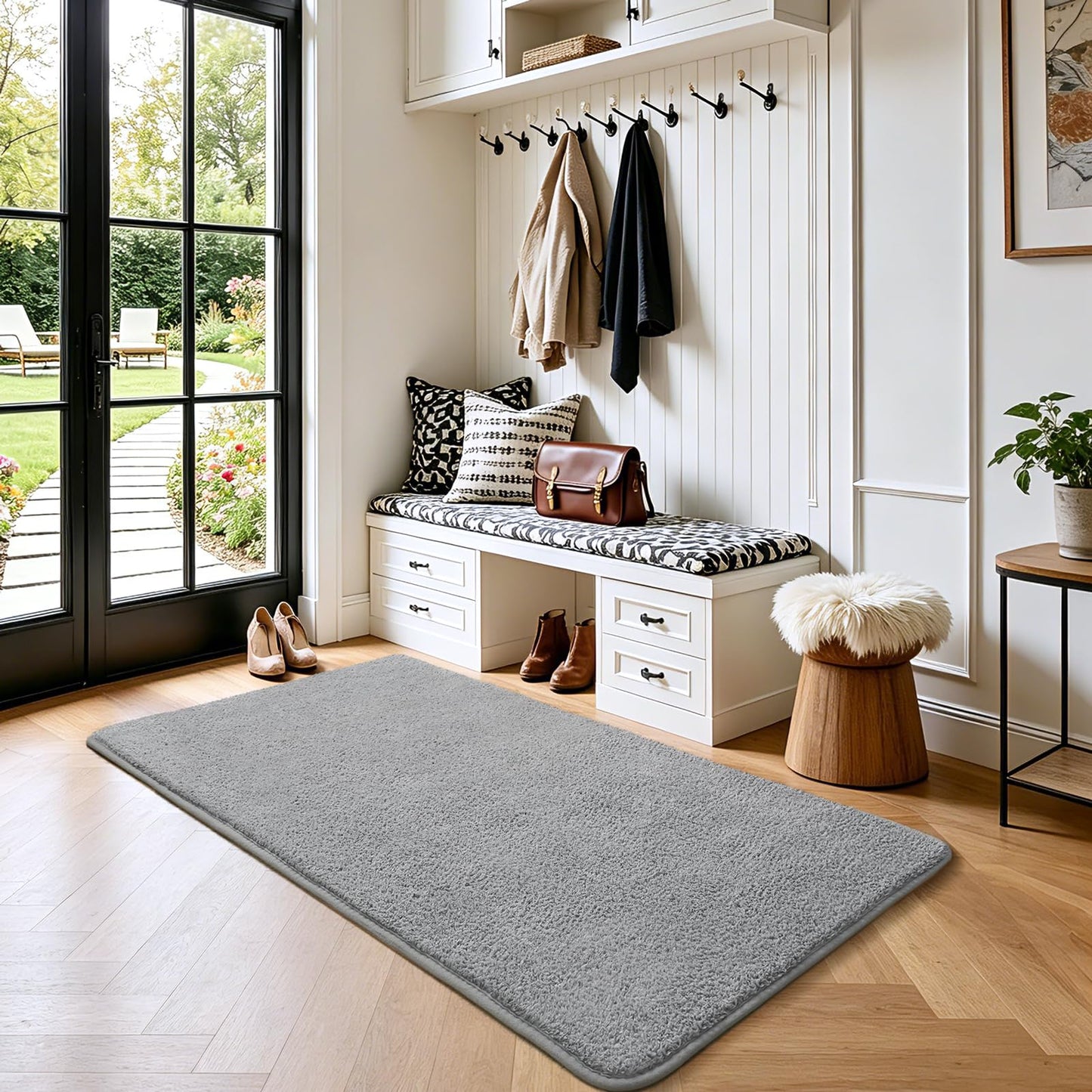 Keeko 2x3 Grey Area Rugs for Bedroom Living Room, Soft Modern Indoor Throw Rugs Low Pile Fluffy Small Rug Door Mat Washable Non Slip Entryway Rug Carpet for Nursery Home Kids Room Decor