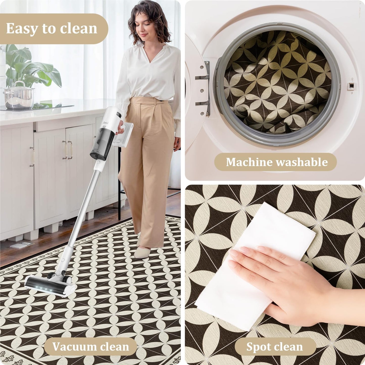 Office Chair Mat for Hardwood Floor, 60"x45" Easy Glide Computer Desk Mat Protector for Rolling Chair Under Desk Rug Nonslip Backing, Machine Wash, (Modern)