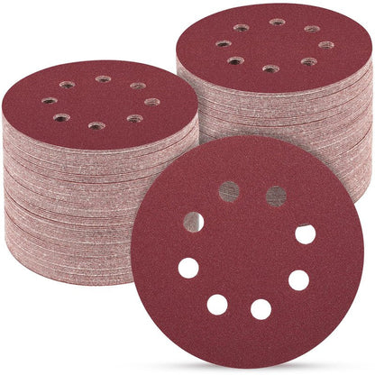 POTUINOM 100 PCS 5 Inch Sanding Discs 240 Grit, Round Hook and Loop Sandpaper for Random Orbital Sander