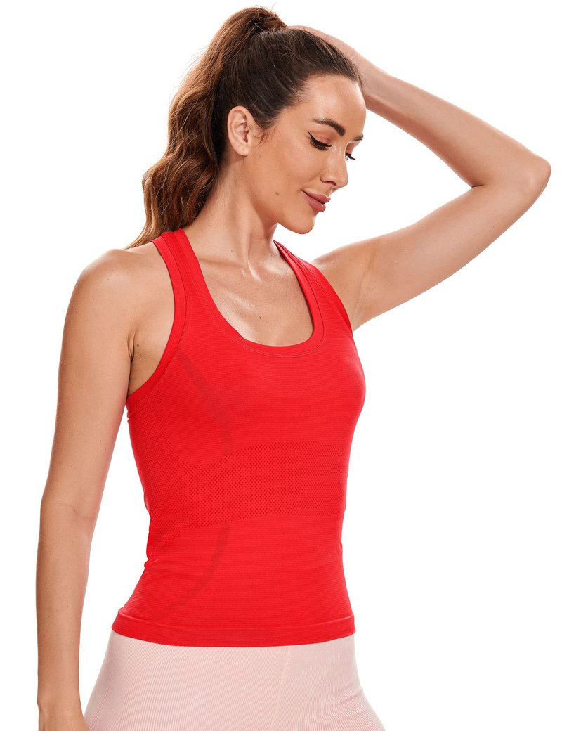 MathCat Workout Tank Tops for Women Sleeveless Gym Tops Seamless Racerback Athletic Yoga Shirts Red