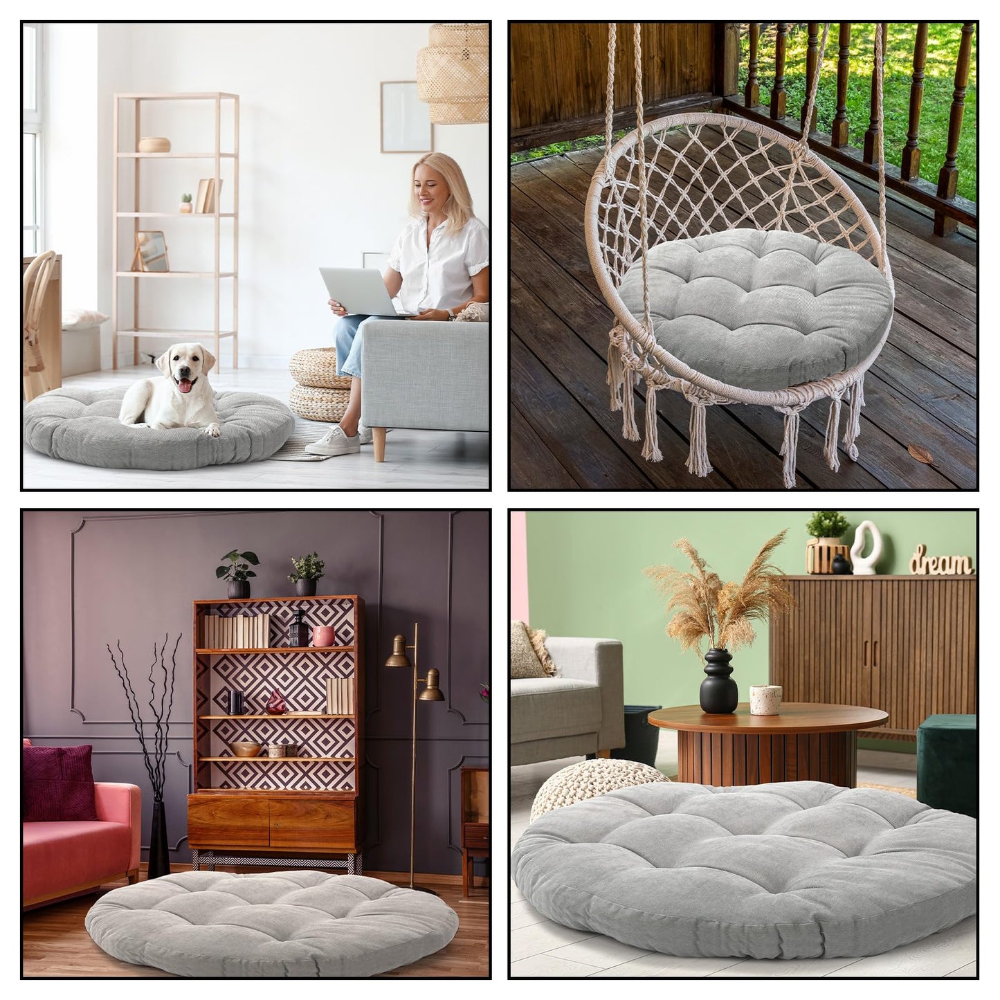 Funnymoom Extra Large Floor Pillow 35 Inch Round Circle Chair Floor Meditation Cushion Papasan Swing Cushion for Adults Oversized Playroom Pillows Big Pillow for Yoga Living Room Sofa