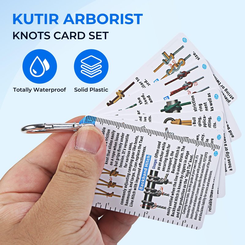 24 Rope Knots Camp Cards - Camping Supplies Waterproof Knot Tying kit,Camp Gear Knots Book Cards Pocket Camping Gift for Hikers and cub Scout to Knot Tying