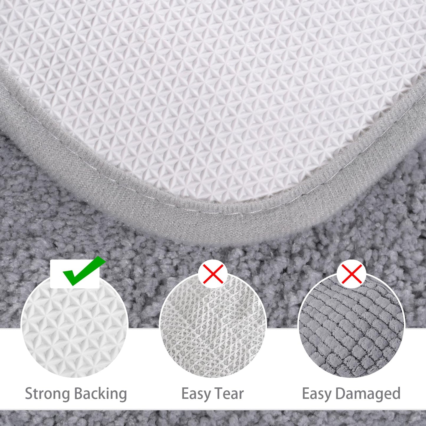LOCHAS Bathroom Rug Set Light Grey, Soft Bath Rug Set 2 Piece, Toilet Mat U-Shaped 20x20 and 34x20 Bath Rugs, Quickly Dry Mats for Bathroom, Tub, Washable, Super Absorbent Floor Mat