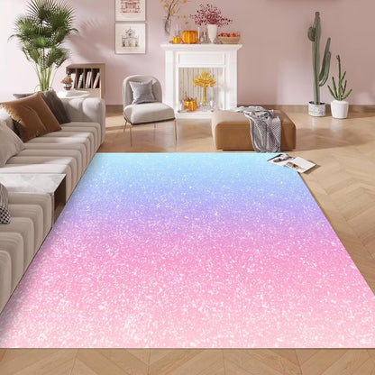kxry Area Rugs 2X3 Feet, Pink Galaxy Gradient Glitter Soft Machine Washable Rugs Rainbow Tie Dye Ombre Non Slip Foldable Floor Carpet for Living Room Bedroom Dining Room Dorms Nursery Rooms Office