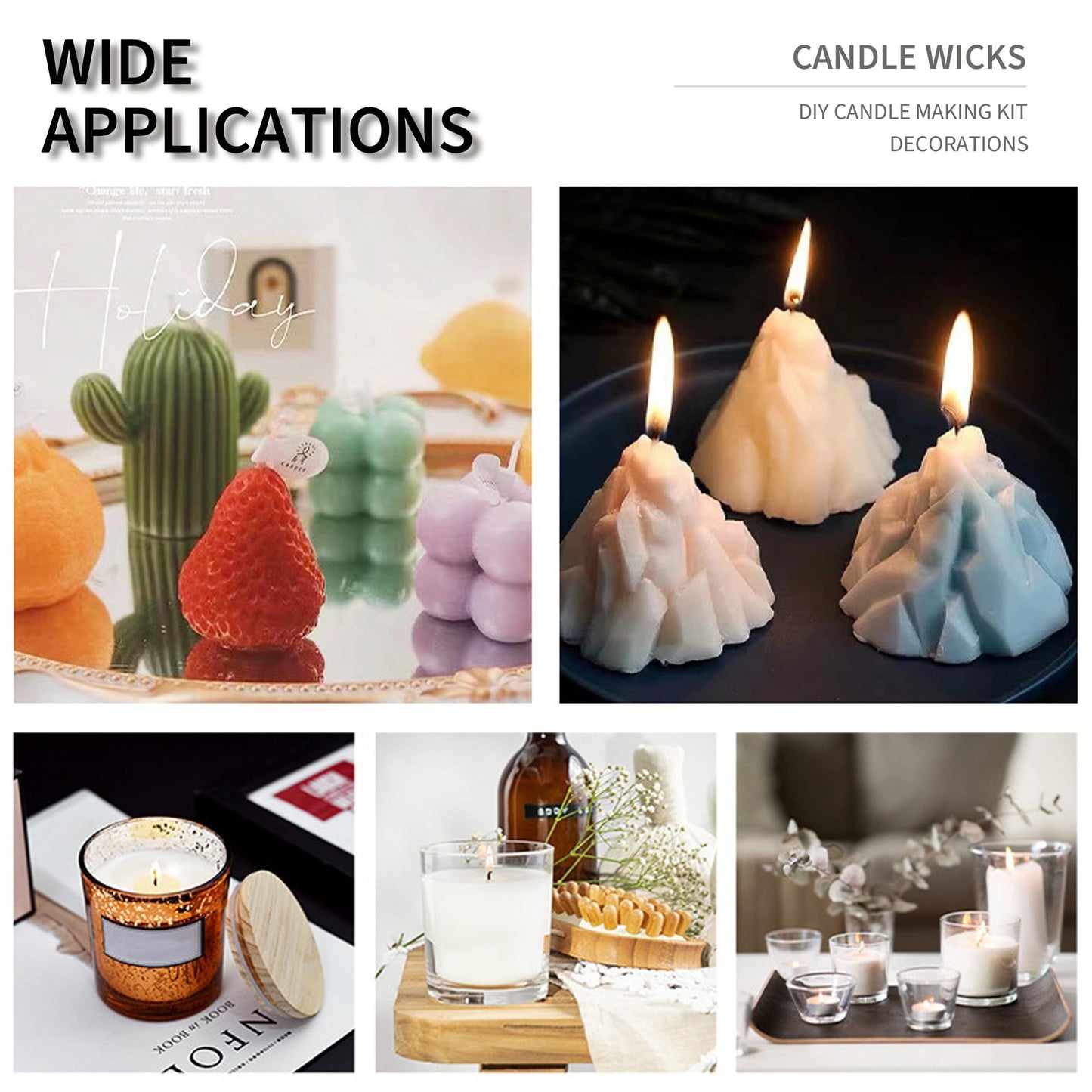 Pansyling 50pcs 6" Natural Candle Wicks for Candle Making, Pre-Waxed Cotton Wicks DIY Candle Making Kits, Smoke-Free, Long-Burning, Cut to Fit Any Candle Containers