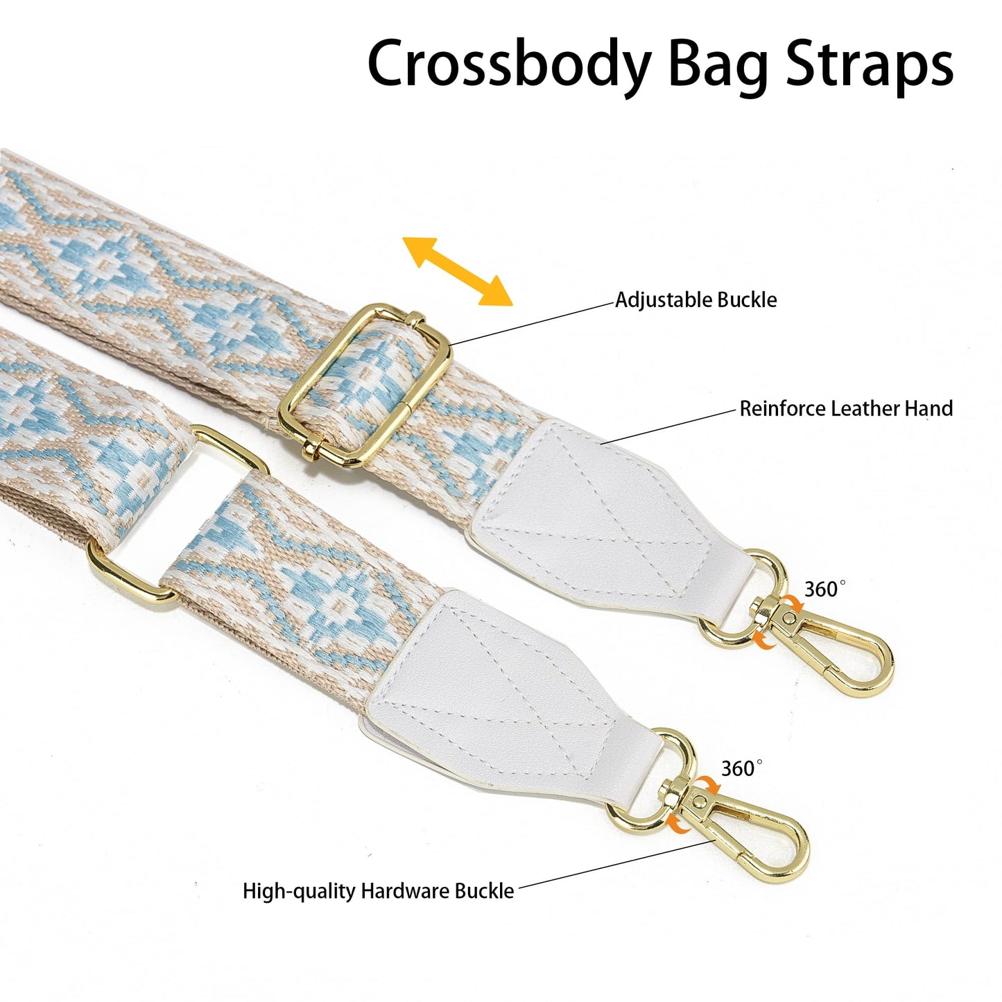 LEMEDE Purse Strap,1.5" Leather End Shoulder Strap Adjustable Replacement,Retro Multi-pattern Crossbody Bag Straps