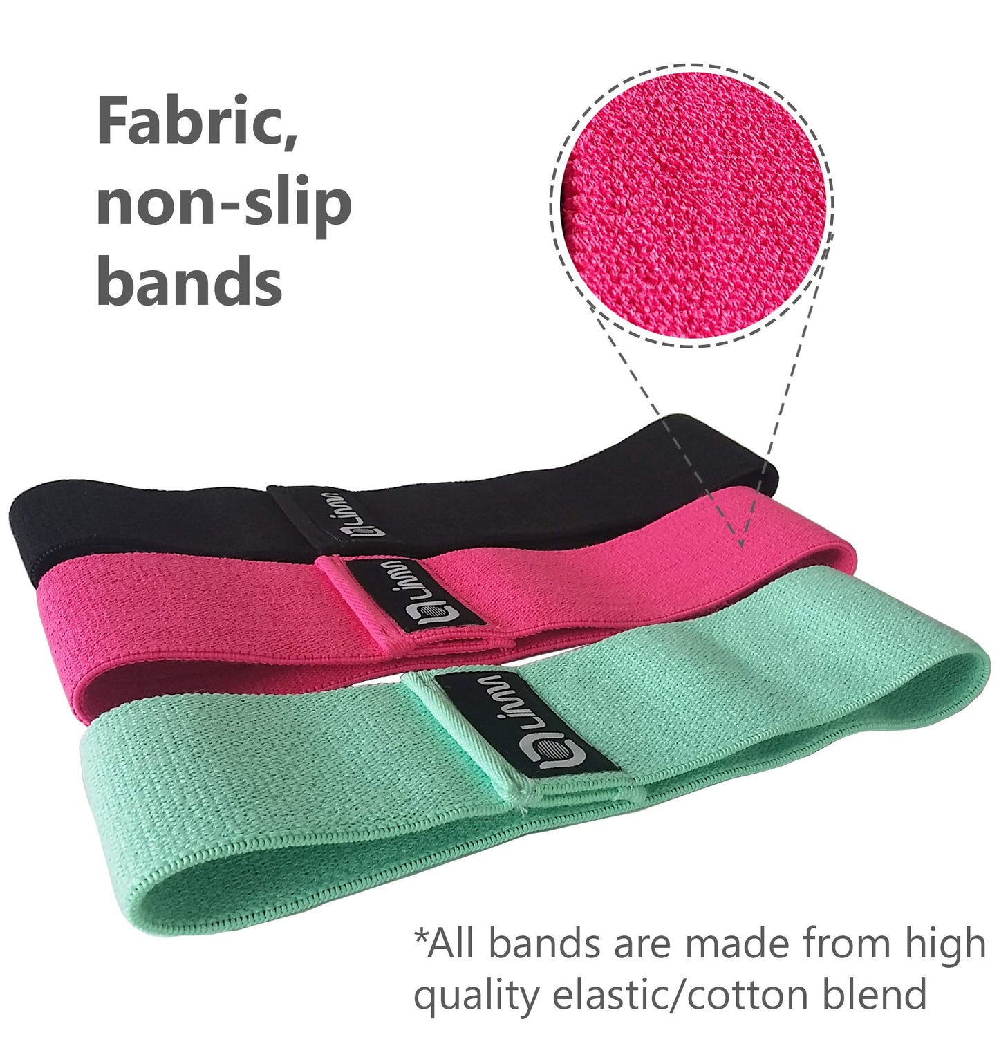 Fittest Pro by Limm Resistance Bands for Legs and Butt, Fabric Exercise Loop Bands Yoga, Pilates, Rehab, Fitness and Home Workout, Strength Bands for Booty