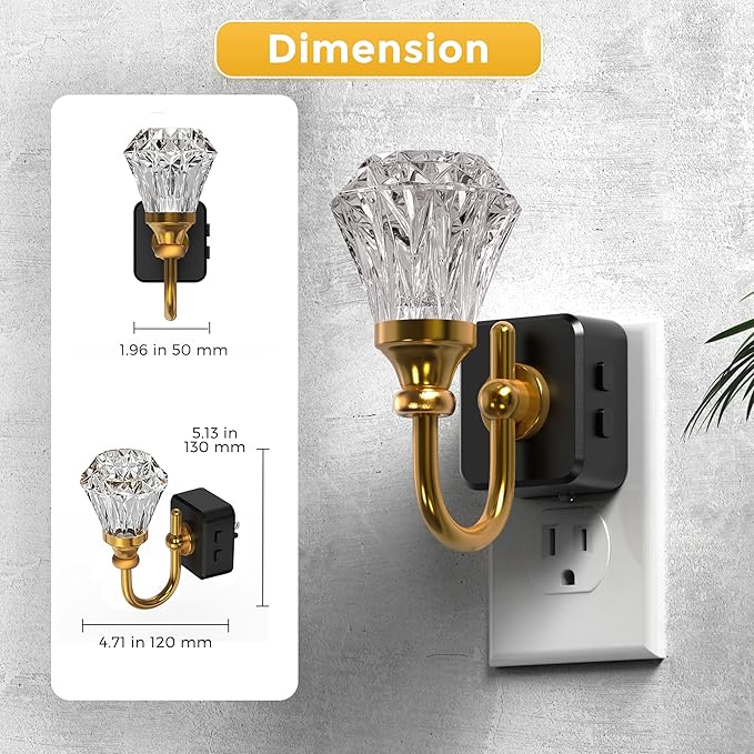 L LOHAS LED Night Lights Plug into Wall - 2 Pack 10-Color Changing RGB Floral Night Lights with Auto Sensor, 3 Brightness Levels, Rotatable Plug in Nightlight for Bedroom, Nursery, Hallway, Gift