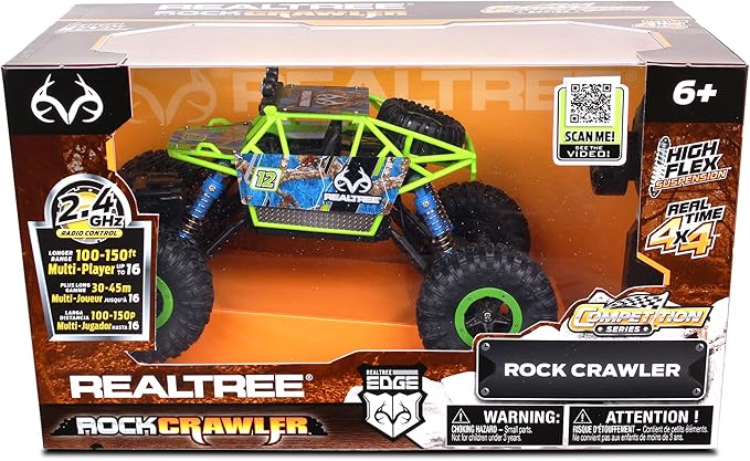 NKOK Realtree: 1:16 Scale RC: Rock Crawler - Edge Camo Green - 2.4 GHz Radio Control #81611 Competition Series Real Time 4x4 Officially Licensed Ages 6+