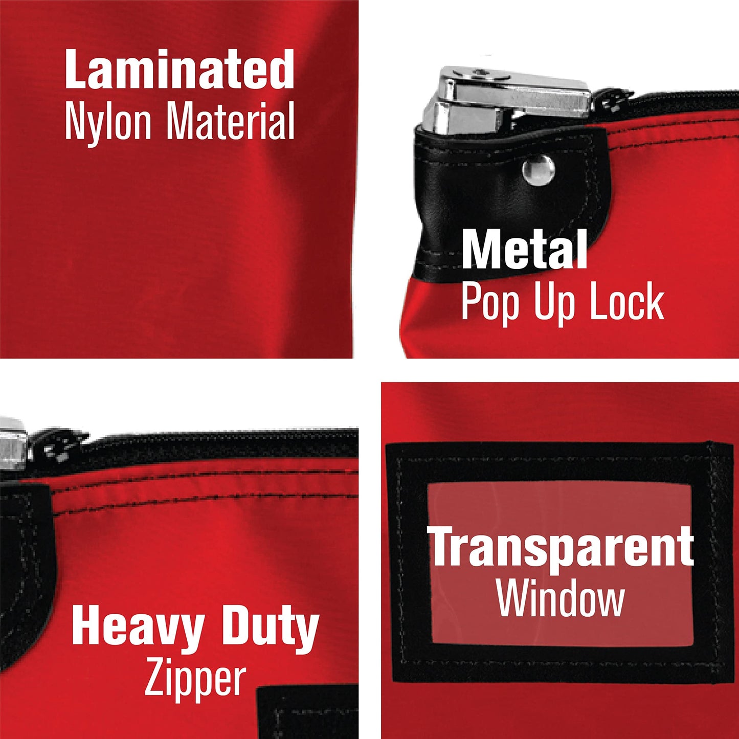 BankSupplies Laminated Nylon Locking Deposit Bag Red 15 Inches W by 11 Inches H HIPAA Compliant Puncture-Resistant Double-Stitched Seams 2 Keys Included