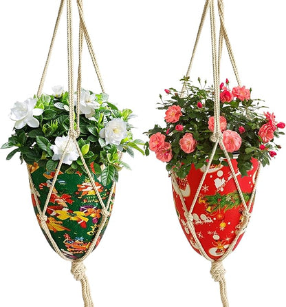 Hanging Planter Round Hanger Plant Pots - 2 Pack Outdoor Garden Flowerpots Plastic Indoor Modern Decorative Succulent Houseplant Pot 6FP-CMRG