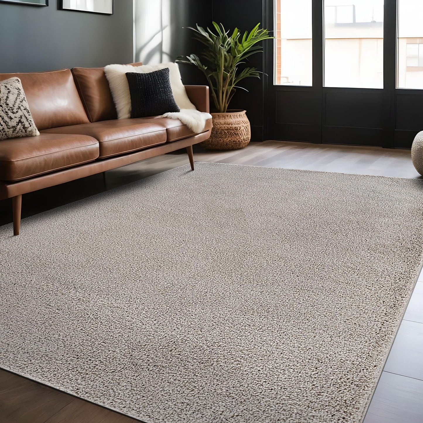 Luul Home Non Slip Solid Area Rug Gray 5x7 Rubber Back Soft Rugs for Living Room Kitchen Bedroom and Hallway Stain Resistant Washable Easy Cleaning Non Shedding Carpet Gray 5 x 7