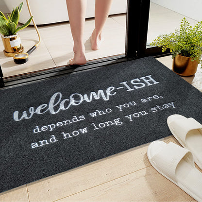 JJUUYOU Door Mats Outdoor Funny Welcome Ish Doormats Non Slip Rubber Backing Front Door Mat for Indoor Entrance Patio Home Office Black