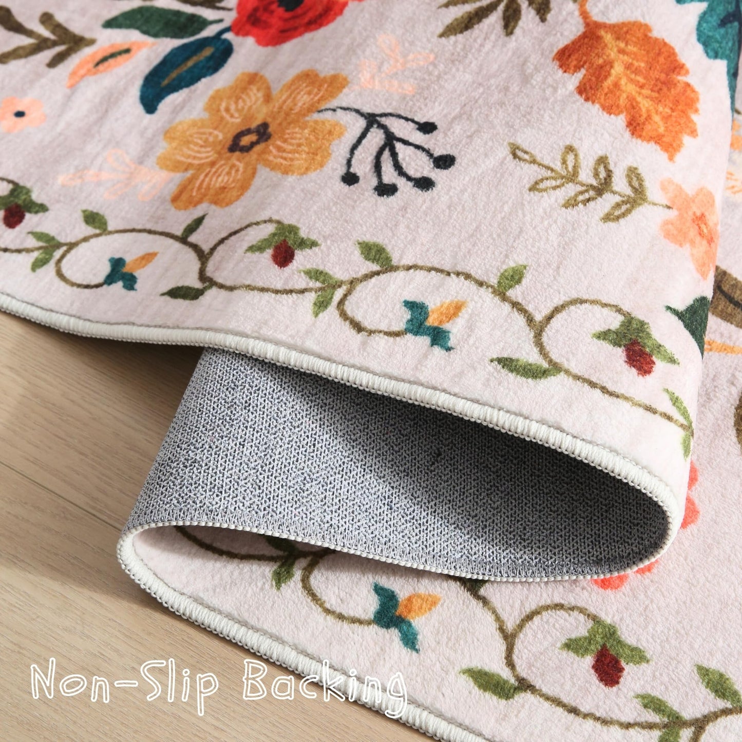 Rugcomf Runner Rug for Hallways Kitchen Rug Non Slip 2'x 6' Washable Rugs with Rubber Backing Soft Floral Carpet Runner for Hallways, Kitchen, Laundry, Bedroom, Bathroom(Beige)