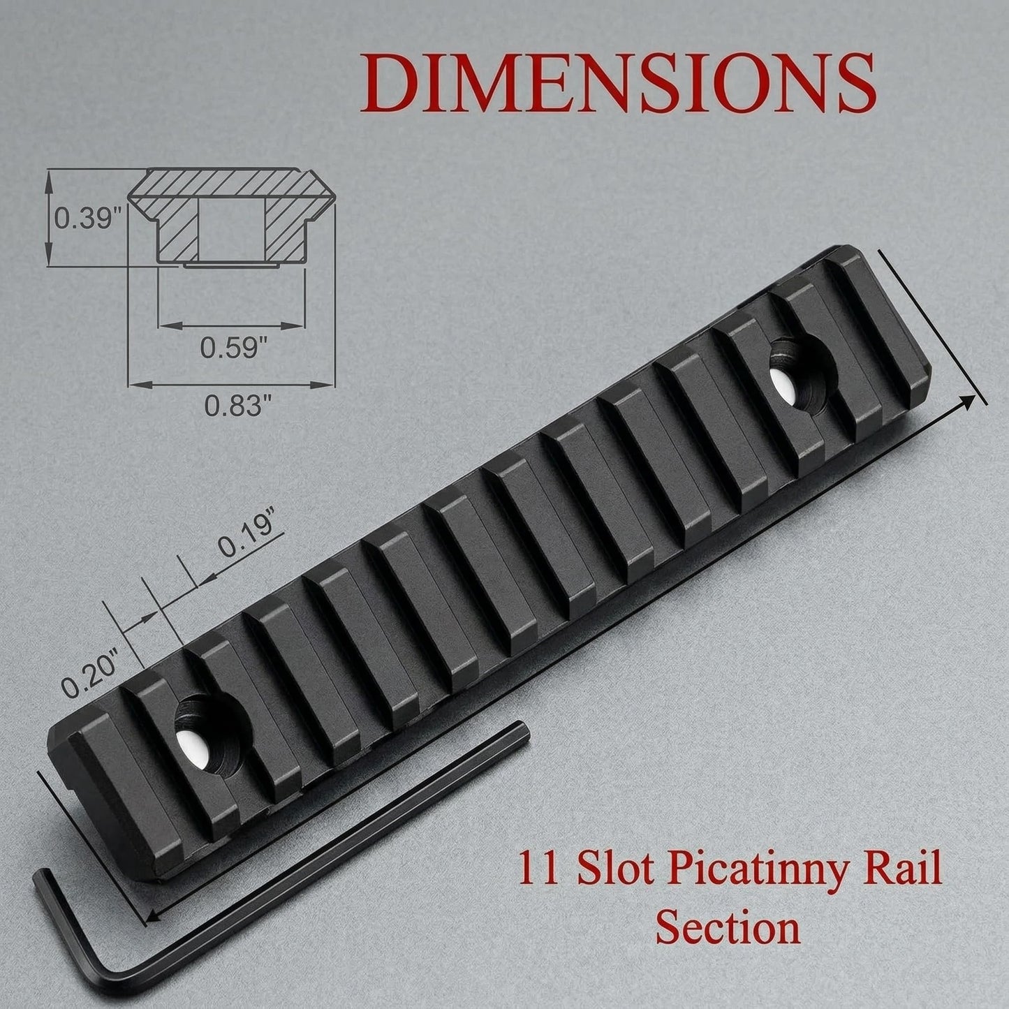Gotical 11 Slots Rail Section for M Lok Handguard Eleven Slots Rail Picatinny Rail (2 Piece)