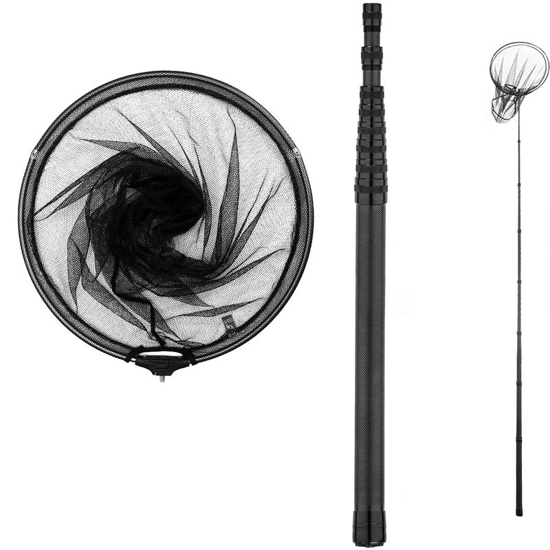 9ft/11.15ft Extra Long Fishing Net with Telescoping Handle, Carbon Fiber Extendable Landing Net, Dip Net for Fishing, Crab nets for Crabbing, Rubber Coated Netting, Holds up to 20lbs