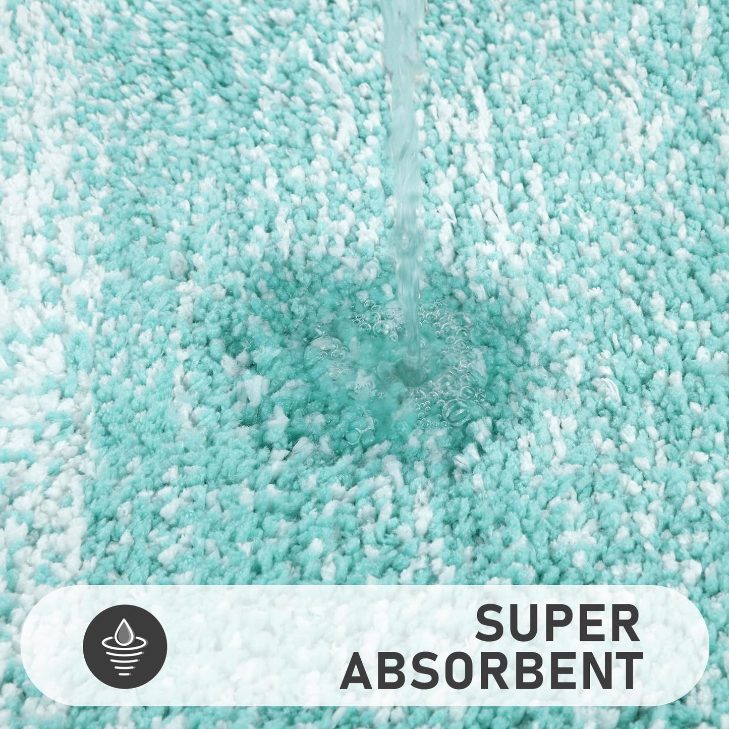 Bsmathom Bathroom Rugs Sets 4 Piece, Soft Absorbent Microfiber Bath Rugs with U-Shaped Contour Toilet Rug and Toilet Lid Cover, Thick Non-Slip Plush Shaggy Bath Mat Set,Teal
