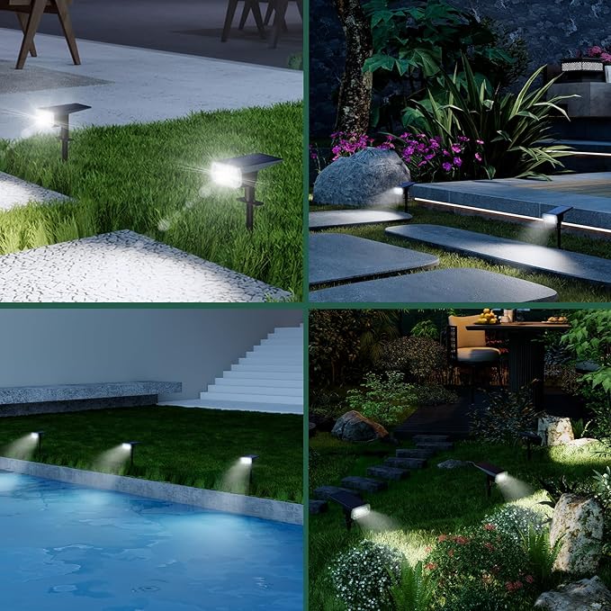 Solar Lights Outdoor Waterproof, Solar Spot Lights with 3 Mode, 2-in-1 Solar Outdoor Lights for Garden Yard Outside Landscape, 2 Pack