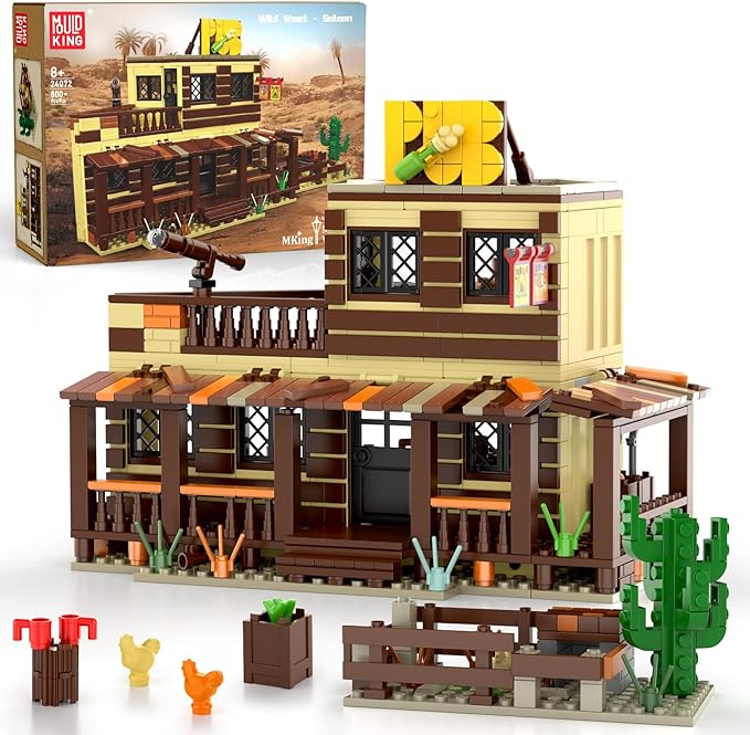 Mould King Wild West Architecture Building Sets Mini Western-Saloon Modular Buildings Model Kits Ideas House Office Room Decor Gifts for Adult &amp Teens Age 14+ (800 PCS)