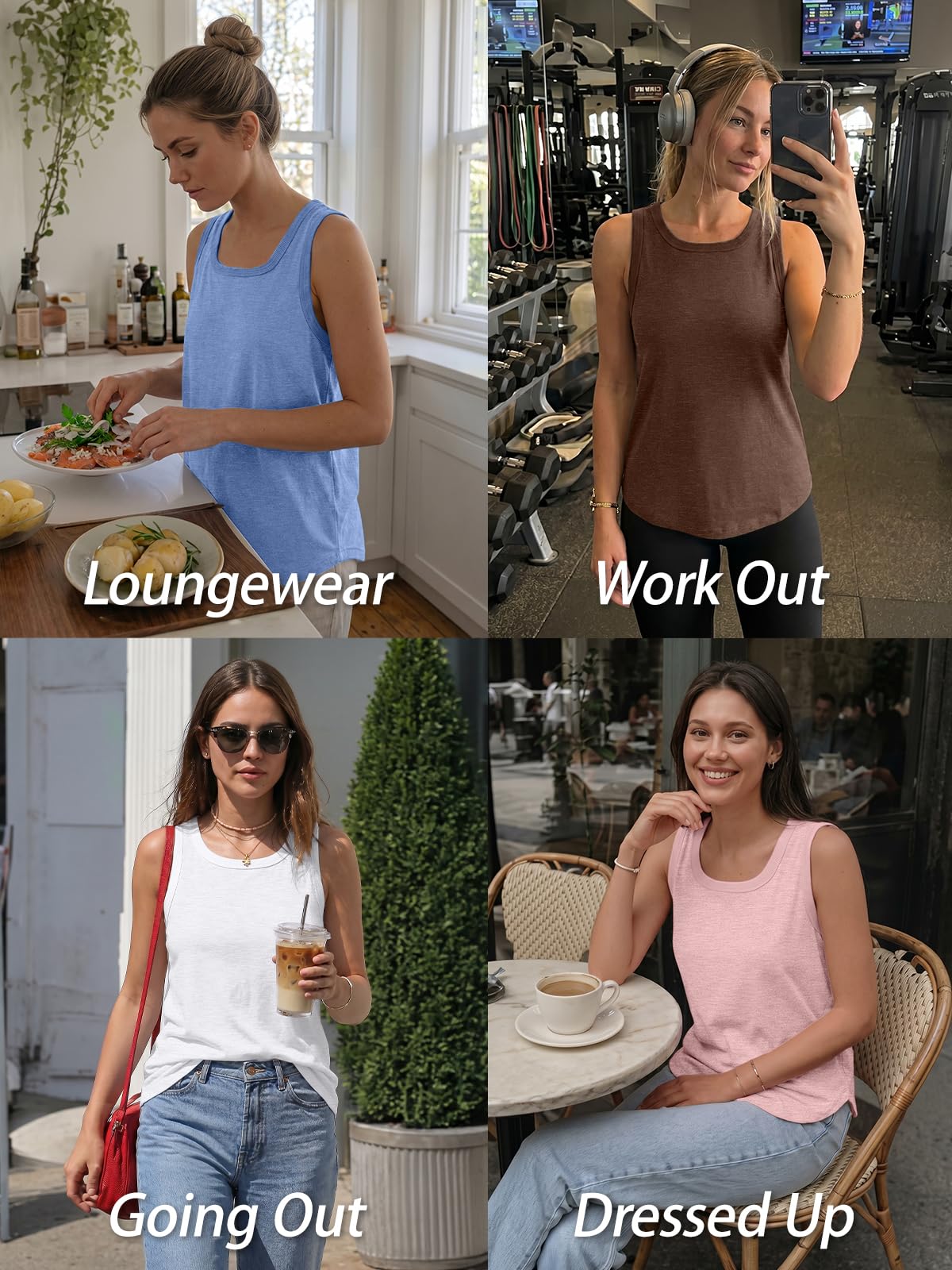 AUTOMET Womens Square Neck Tank Tops Loose Fit 2026 Summer Tops Clothes Fashion Black L