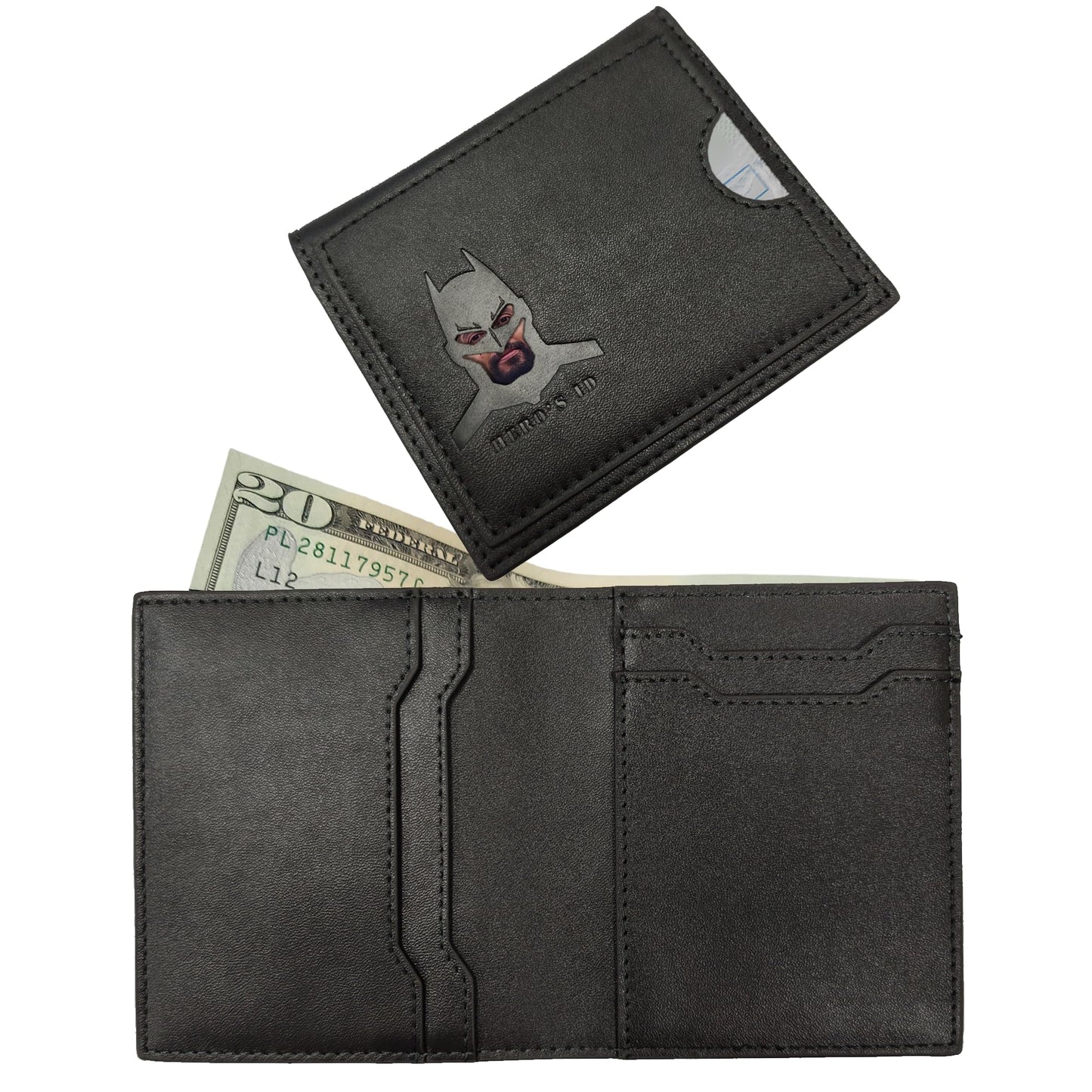 Leather Bat Wallet - Bifold wallet Man Woman, Superhero Mask Slim Card Holder, Bat ID Heroic wallet- Unique Valentine’s day Gift Birthday, Anniversary, for Dad, Husband, Boyfriend, Father's day