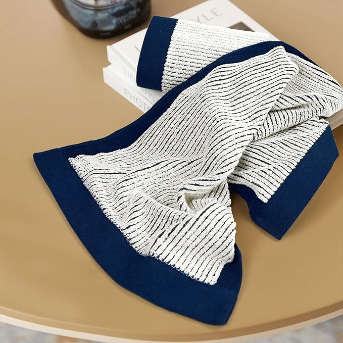 Cleanbear Hand Towels for Bathroom Set of 4, Jacquard Weave Bath Hand Towels