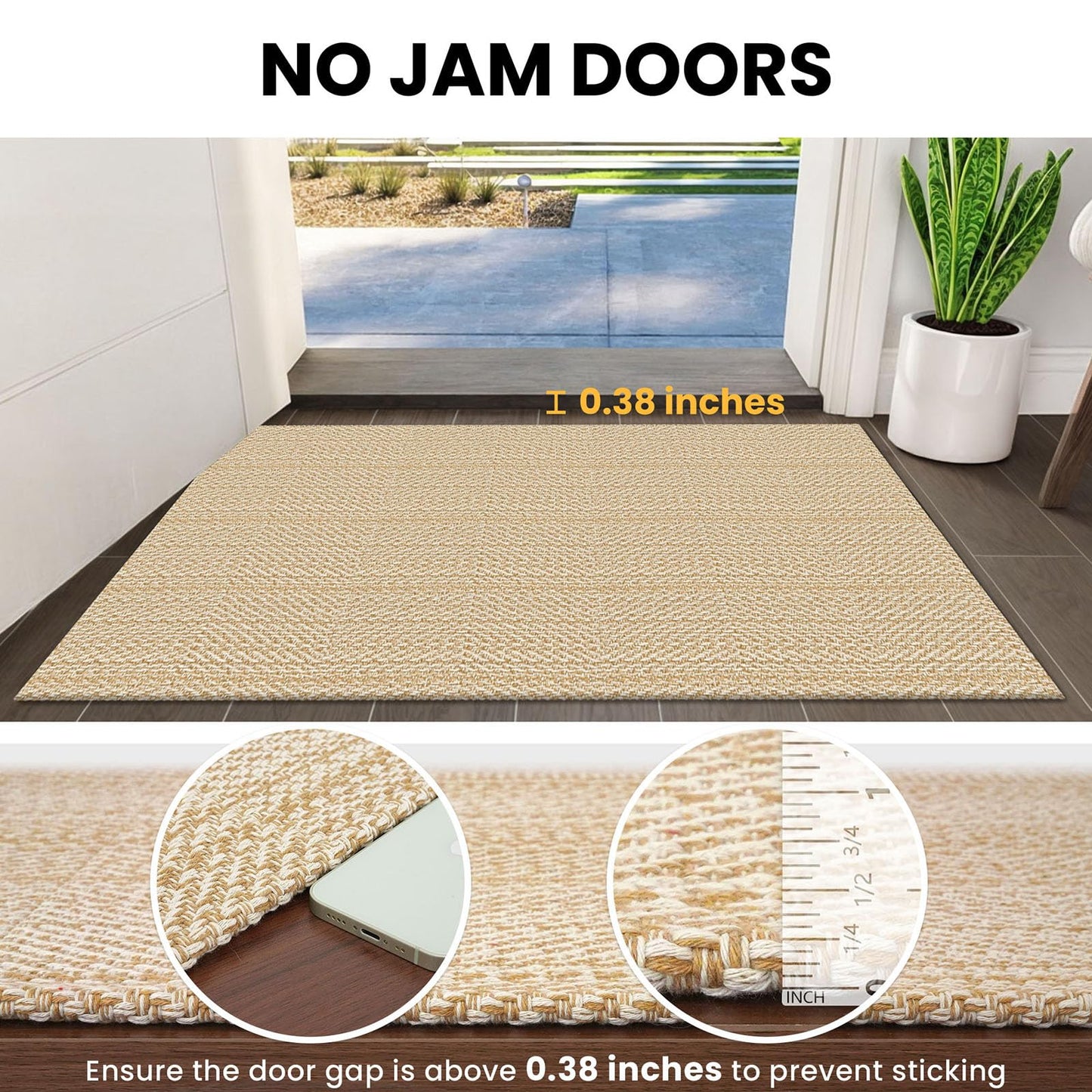 IOHOUZE Washable Area Rug 6x9 Non Slip Rubber Backed Rugs for Living Room, Dining Room Rugs Bedroom Rug, Woven Indoor Floor Carpet for Living Room Nursery, Warm Beige/Orange/Apricot