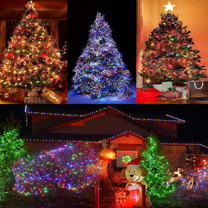 132FT 400 LED Christmas Tree String Lights Outdoor Fairy Lights Plug in, Expandable Green Wire Clear Bulbs Mini Lights 8 Modes, Xmas Wedding Party Decoration (Multicolor)
