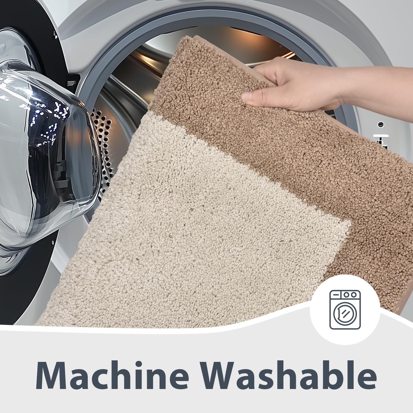 anllugs Bathroom Rugs 24" x 60", Non-Slip Extra Soft Absorbent Bath Rugs, Machine Washable Quick Dry Bath Mats for Bathroom Floor, Shower, Bathtub and Sink, Beige & Grayish Brown