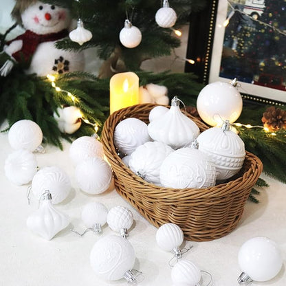 Christmas Ornaments Set with 60pcs Shatterproof Christmas Tree Decorations Multi-Size Christmas Ball Ornaments with 7 Styles White