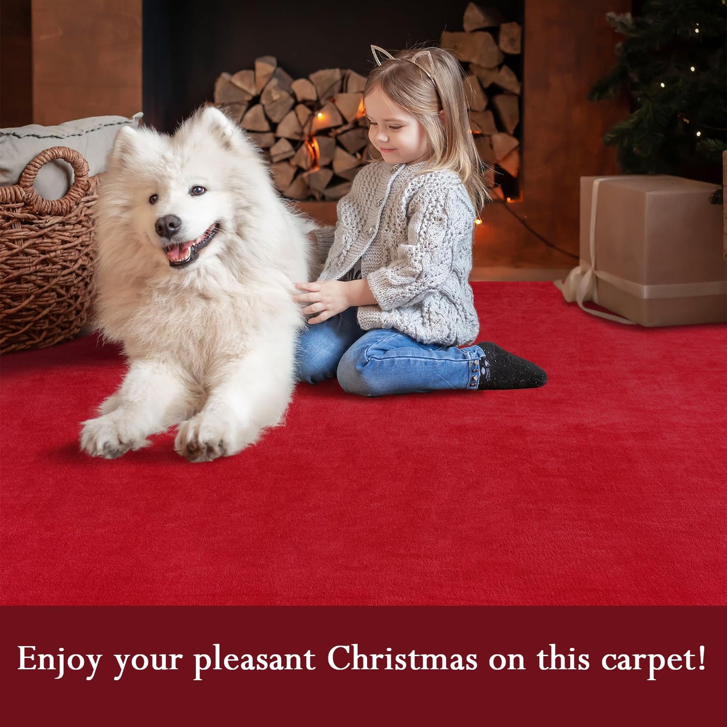 Softlife Red 4x6 Area Rug for Bedroom Living Room, Solid Non-Slip Fluffy Carpet with Soft Low Pile for Kids Boys Girls, Machine Washable Fuzzy Aethetic Rugs Home Dorm Decor