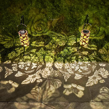 2 Pack Solar Lanterns Outdoor Waterproof Butterfly Birthday Gifts for Women Mom Grandma Garden Decor Flower Metal Hanging LED Decorative Light for Patio Yard Lawn Backyard Front Porch Gardening Gifts