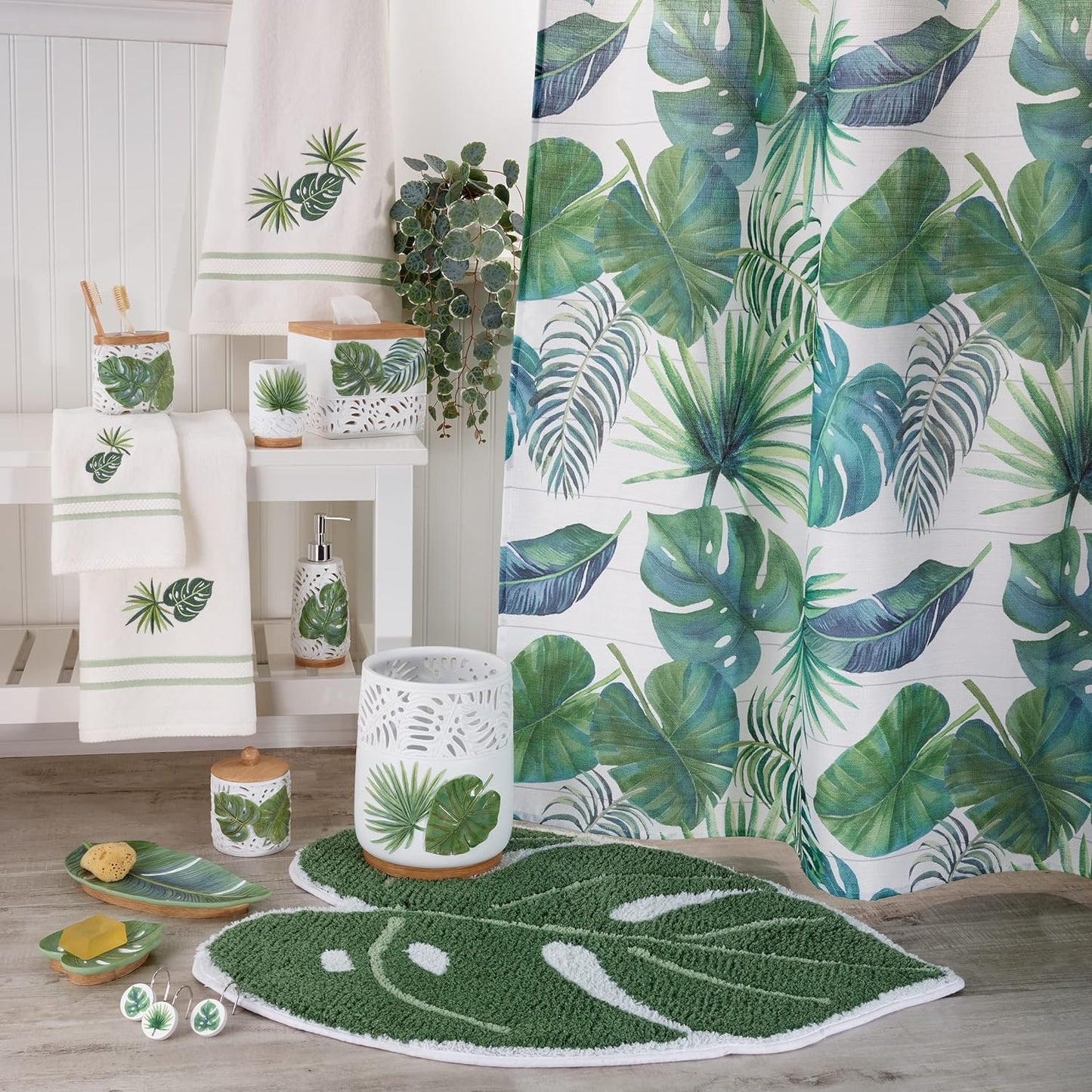 Avanti Linens - Bath Mat, Cotton Bath Rug, Leaf Inspired Home Decor (Viva Palm Collection)