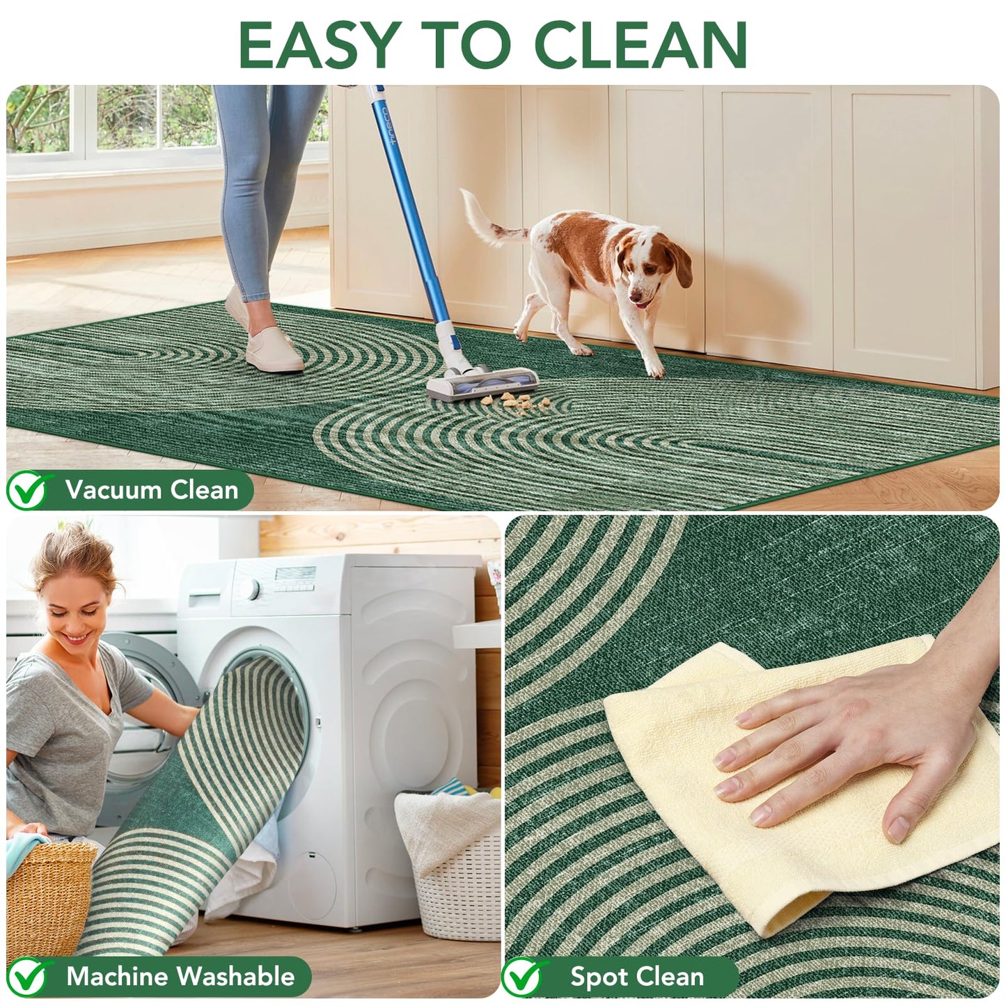 Office Chair Mat for Hardwood Floor&Tile Floor,48"X 60" Heavy Duty Desk Chair Mat for Hard Floors,Under Desk Rug for Rolling Computer Chair,Anti Slip,Low Pile Carpet Floor-Geo Green