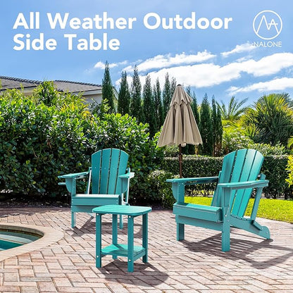 nalone Adirondack Side Table 16.5" Outdoor Side Table HDPE Plastic Double Adirondack End Table Small Table for Patio (Aruba)