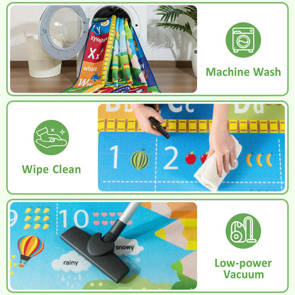 ST. BRIDGE Educational Kids Rug for Playroom 4x6 Feet, Non Slip Play Mat with ABC Alphabet, Numbers & Animals for Toddler Preschool Nursery Classroom, Soft Washable Area Rug for Early Learning