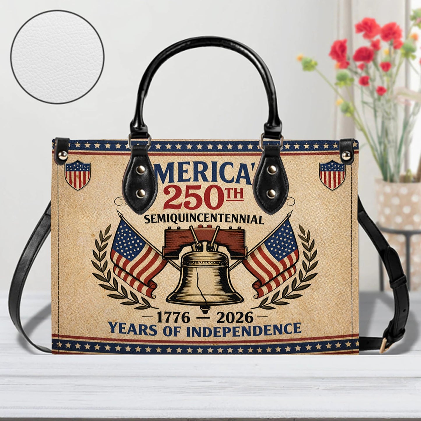 Personalized USA Anniversary Leather Bag, Eagle Purse for Women, 4th of July Patriotic Gift for Her, Veteran Day Gift (#3)