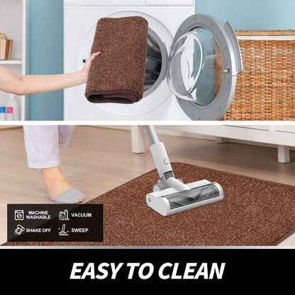 LINLA Indoor Doormat, Super Absorbs Mud Mat, Washable Non-Slip Rubber Backing Clean Door Mat for Doorways Inside Dirt Trapper Mats Shoes Scraper, 18x30 Inches Camel Coffee